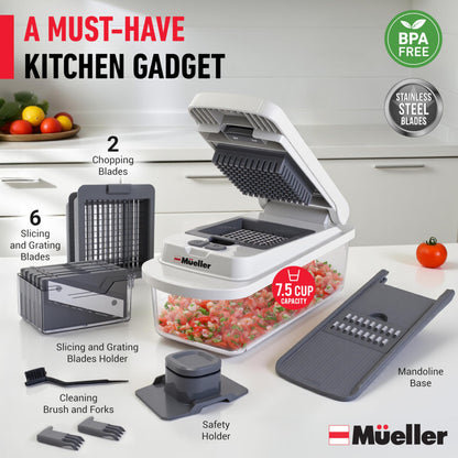 Mueller Pro-Series 10-in-1, 8 Blade Vegetable Chopper, Mandoline Slicer, Food Chopper with Container, Fruit Slicer, Kitchen Gadgets & Accessories, Home Essentials