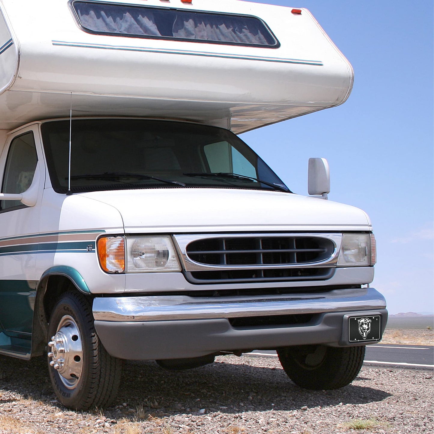 Rico Industries NFL Football Chicago Bears Carbon Fiber Metal Auto Tag 6" x 12" - Great For Truck/Car/SUV