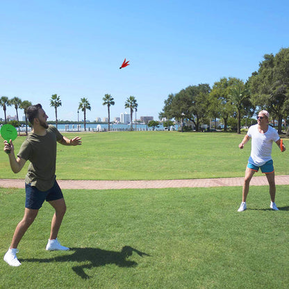 Jazzminton Paddle Game Select Double Badminton Set 4 Rackets - Beach Games for Kids Teens Adults and Family Games -Outdoor Games for Lawn, Yard, Tailgating, Camping Games