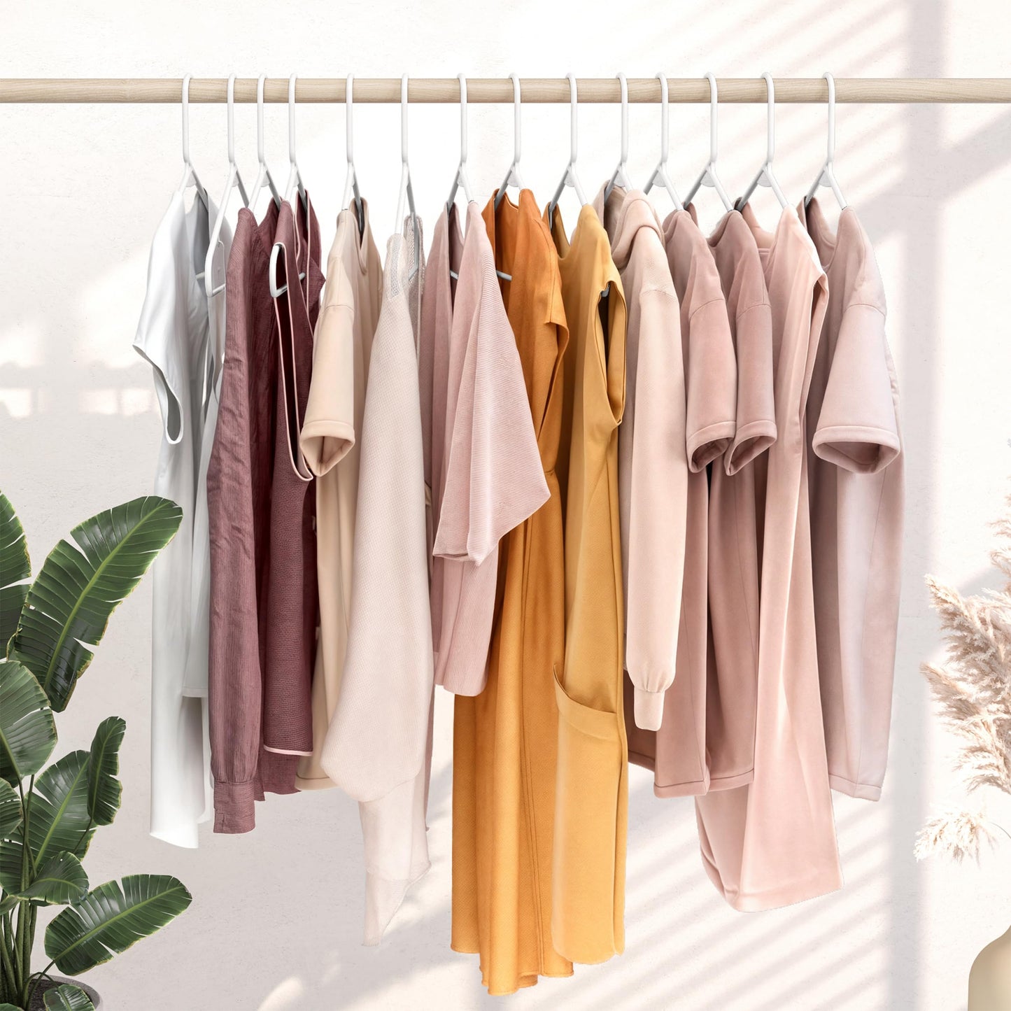 Plastic Hangers 50 Pack White - Clothes Hangers - Makes The Perfect Coat Hanger and General Space Saving Clothes Hangers for Closet - Percheros Ganchos para Colgar Ropa Hangars