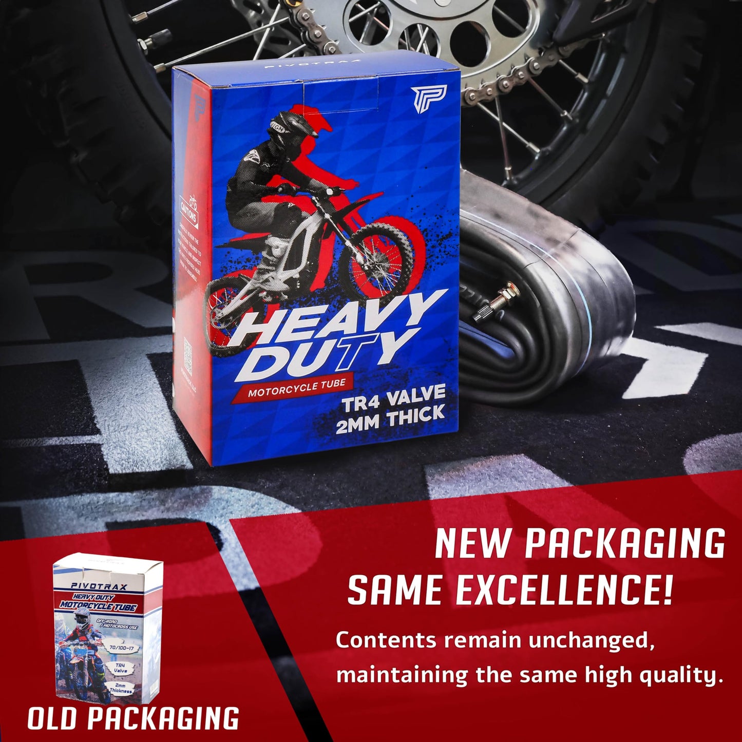 PIVOTRAX 70/100-19 (2.75/3.00-19, 80/100-19) 19" Heavy Duty E-Bike Electric Dirt Bike Inner Tube - 2 mm Reinforced Thickness-TR4- Fits Most 3.00-19 MX Tires, Surron LightBee X, UltraBee, Talaria