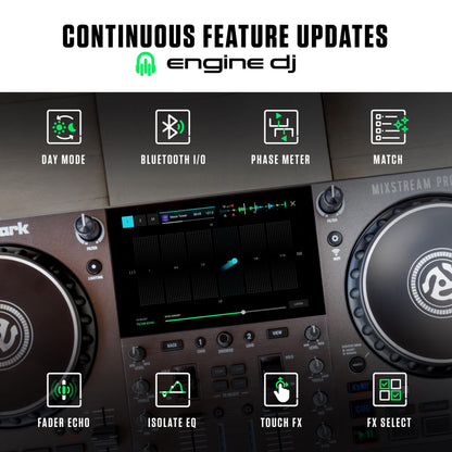 Numark Mixstream Pro Go Portable DJ Controller with Battery, Mixer with Stem Separation, Speakers, WiFi Streaming, Touchscreen, works with Serato DJ