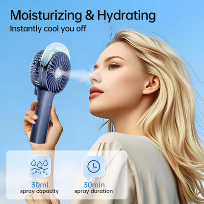 PANERGY Handheld Misting Fan – Rechargeable Battery Operated,Handheld Personal Fan with Mist Spray, Electric Hand Fans, 180° Foldable Mister Fans for Travel, Camping, Disney, Concerts, Office(Blue)