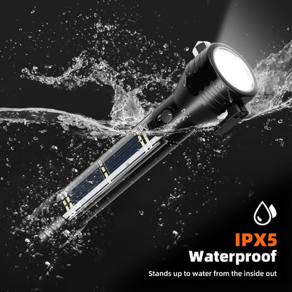 Otdair Solar/Rechargeable LED Flashlight, Multi Function Ultra Bright Flashlight, Emergency Strobe Light, USB-C Rechargeable, Survival Gear and Supplies, 5 Modes for Outdoor, Camping, Hiking, 2 Pack