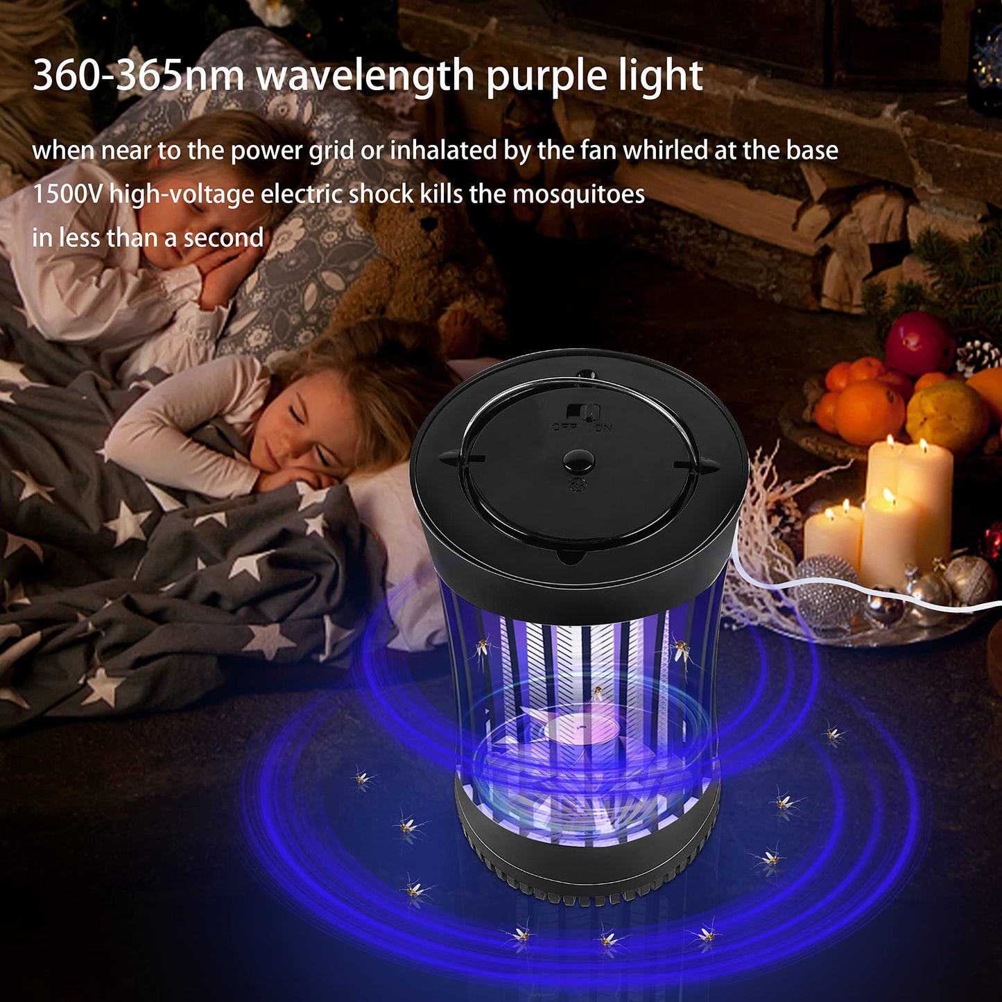 Lulu Home 2 Packs Indoor Bug Zapper with Fan, 1500V High Voltage Lighted Mosquito Lamp Trap, USB Cable Plug-in Electric Insect Killer Catching Moth Mosquitoes Gnat Fruit Flies (NO Battery)