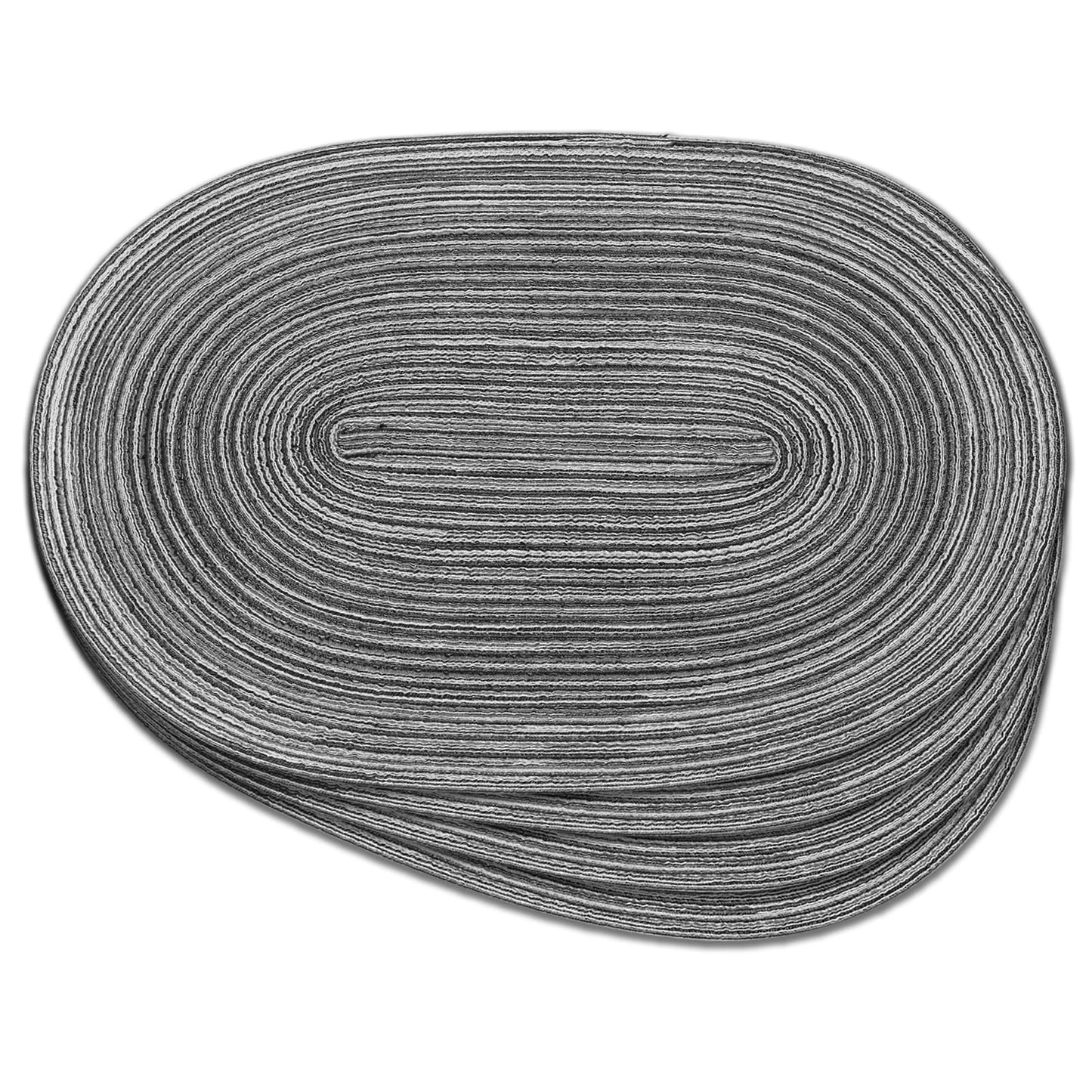 Noctiflorous Oval Braided Placemats Set of 4 Woven 12x18 Inch Non Slip Washable Heat Resistant Place Mats Tablemats for Dining Kitchen Party Daily Table Decor Dinner Mats (Black Gray, 4)