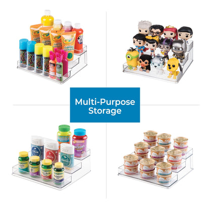 iDesign 3-Tier Spice Rack Organizer for Cabinets, Pantry or Countertop - Clear - Made in USA