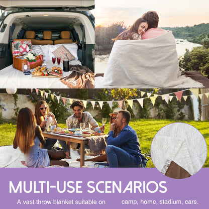 Picnic Blanket, 2 in 1 Outdoor Waterproof Throw Blanket, Large Foldable Beach Mat fit 4-6 Adults, Perfect for Yoga, Stadium , Car , Best Gift for Couple & Families