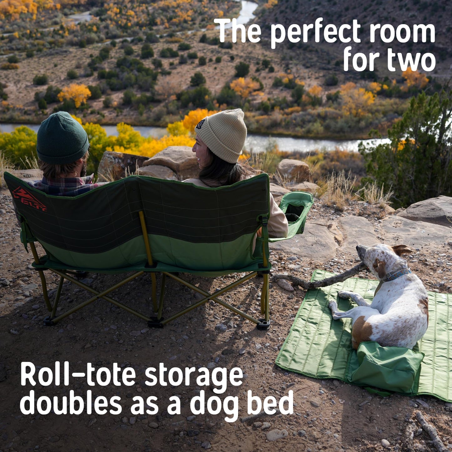 Kelty Low Loveseat Camping Chair – Portable, Folding Chair for Festivals, Camping and Beach Days, Dark Shadow/Navy