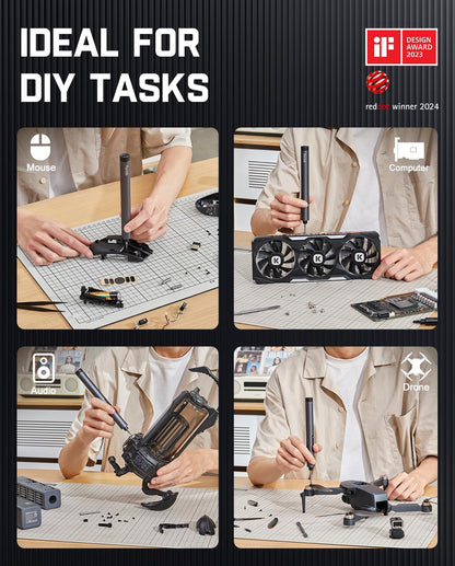 Fanttik E1 Max Electric Screwdriver, Mini Precision Screwdriver Set, 50 Magnetic Bits, Magnetic Storage, 5/32‘’Hex, Repair Tool Kit for Electronics Phone Camera Laptop Watch (Grey)