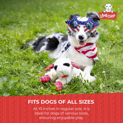 Multipet Lamb Chop Dog Plush Toy - Squeaky Dog Toy for Small & Medium Dogs - Extra Soft Plush Dog Toy - Stuffed Animal Dog Toy for Cuddling & Playing - Cute Pet Toy (10", Cream, 5 Squeakers)