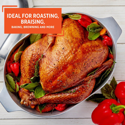 IMUSA USA Heavy Duty Cajun Oval Aluminum Roaster 15, Silver