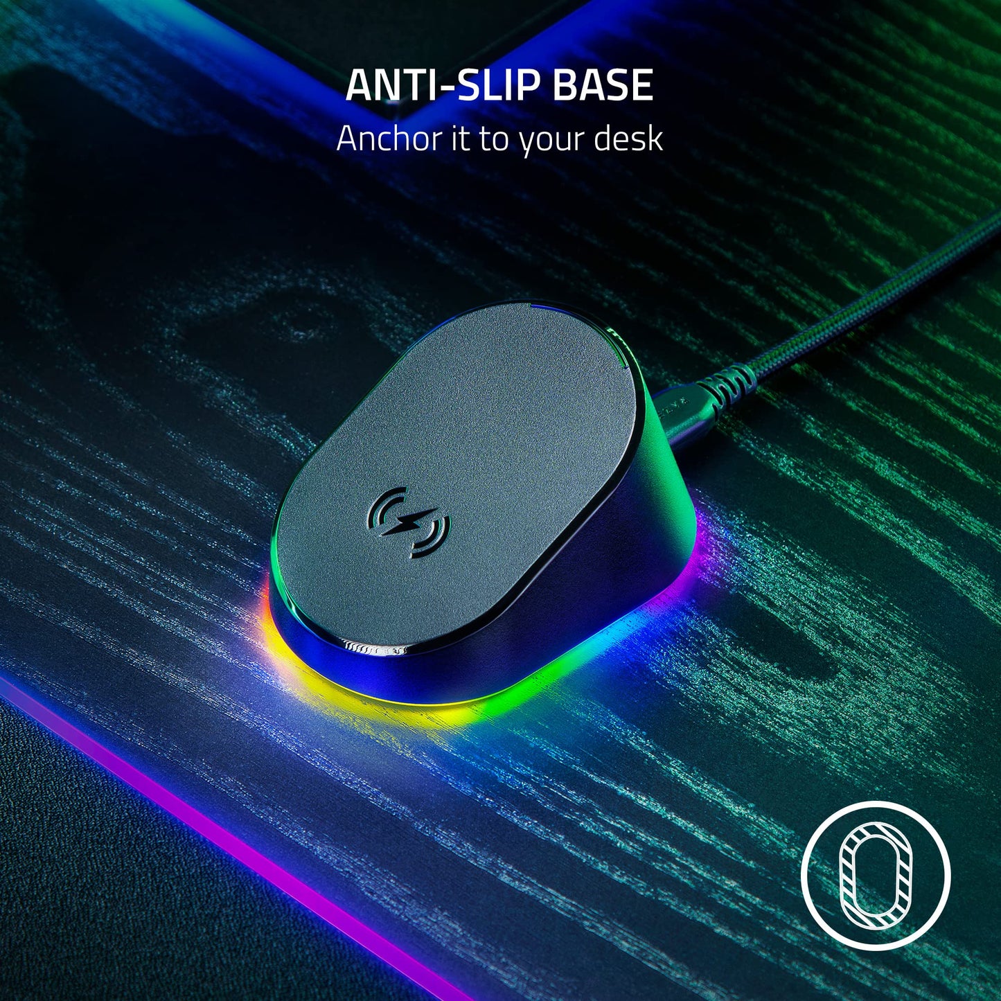 Razer Mouse Dock Pro with Wireless Charging Puck: Magnetic Wireless Charging - Integrated HyperPolling 8K Hz Transceiver - Anti-Slip Base - Chroma RGB Lighting - Classic Black