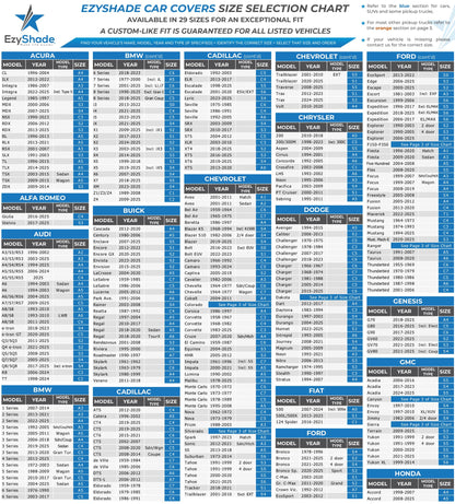 EzyShade 10-Layer Waterproof Sports Car Cover. See Vehicle Size-Chart for Accurate Fit. All Weather Full Outdoor Covers. Corvette Mustang Trans Am Classic Cars Sun Snow Rain. Size C4 (See SizeChart)