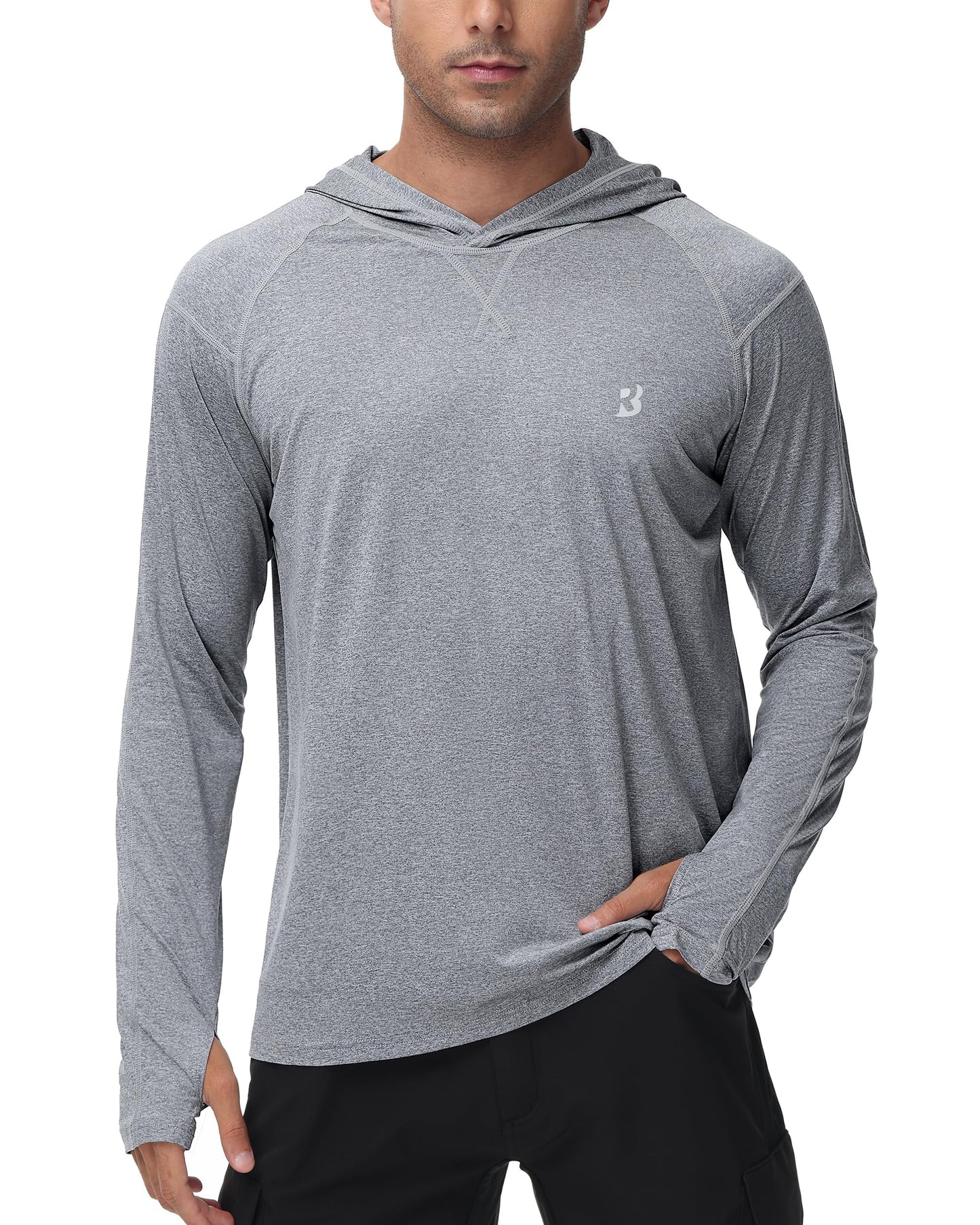 Roadbox UPF 50+ Fishing Shirts for Men Long Sleeve UV Sun Protection Hoodie Outdoor Hiking Shirts