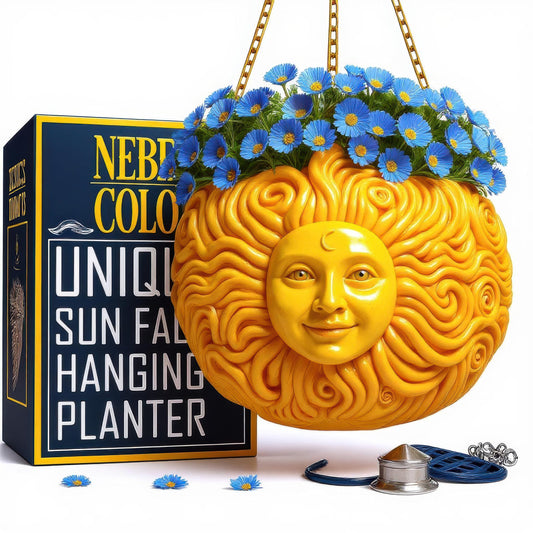 Nebula Colors Fun & Unique Sun Face Hanging Planter Quirky Celestial Decor for Plant Lovers – Indoor Outdoor Flower Basket for Succulents & Small Plants – Decorative Garden Yard Art