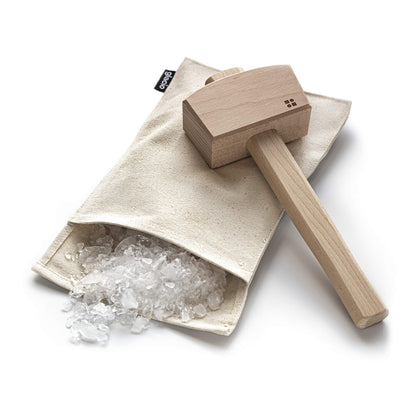 glacio Ice Mallet and Lewis Bag Set – Wooden Hammer & Heavy Duty Canvas Bag for Crushed Ice | Reusable Bar Tool for Whiskey Cocktails Mojitos Home Bartending Essentials