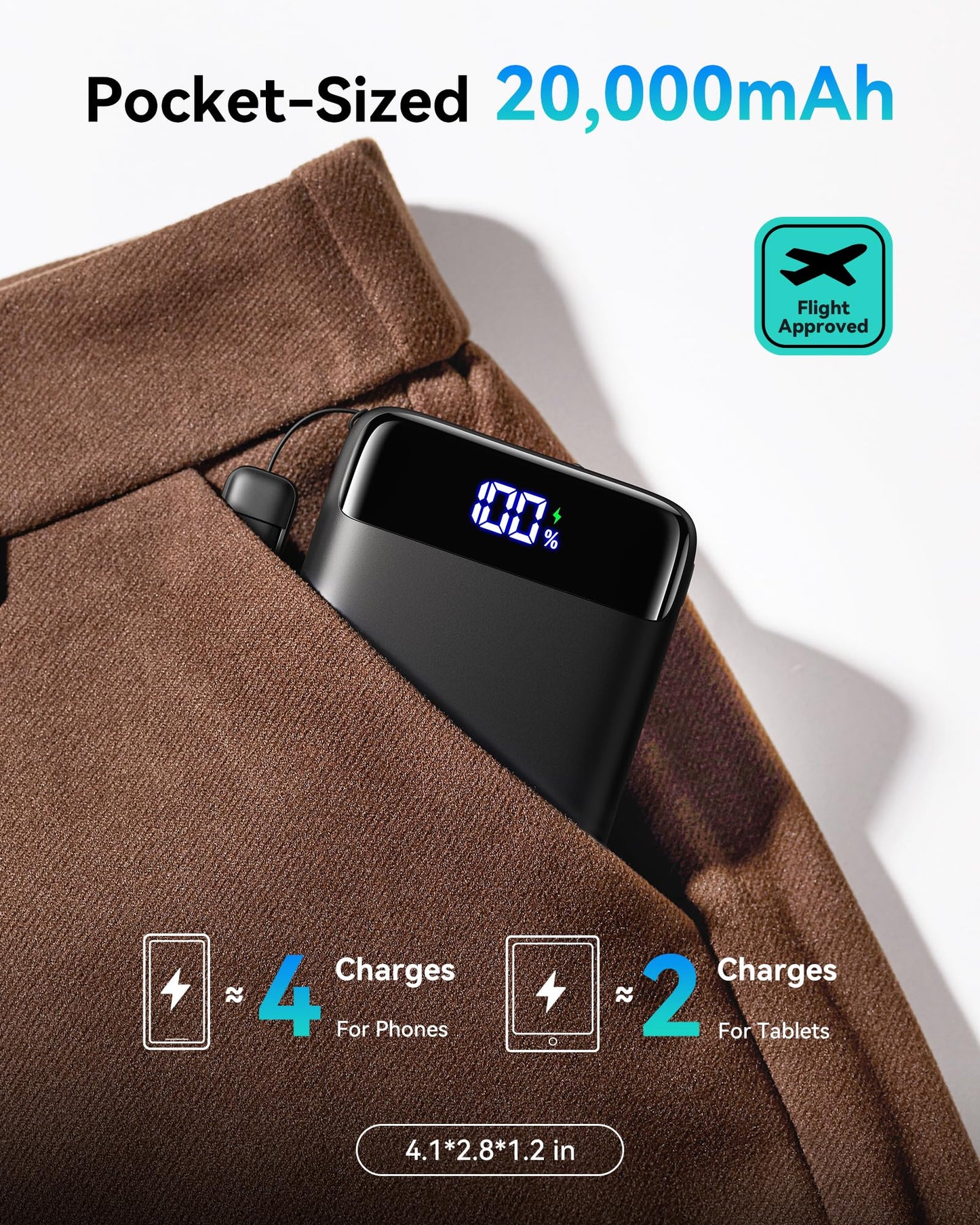 INIU Portable Charger, Smallest 22.5W 20000mAh USB C in & Out Power Bank Fast Charging, PD 3.0+QC 4.0 LED Display Phone Battery Pack Compatible with iPhone 16 15 14 13 Pro Samsung S23 Google iPad etc