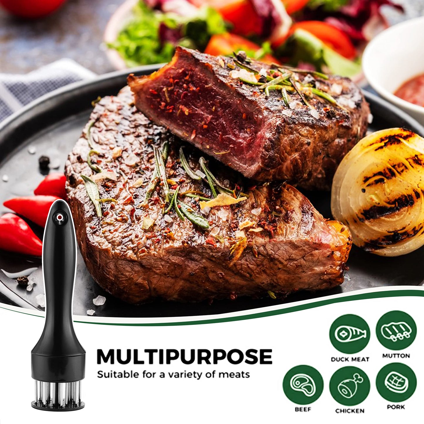 Meat Tenderizer, OLULU Stainless Steel Needle Ultra Sharp 20 Blades Meat Tenderizer Tool for tenderizing Chicken, Beef, Steak, Veal and Pork