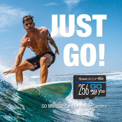 TEAMGROUP GO Card 256GB x 5 Pack Micro SDXC UHS-I U3 V30 4K for GoPro & Drone & Action Cameras High Speed Flash Memory Card for Outdoor Sports, 4K Shooting, Nintendo-Switch TGUSDX256GU368