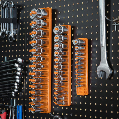 OEMTOOLS 22418 6 Piece SAE and Metric Socket Tray Set, SAE and Metric Socket Storage for Sizes 1/4", 3/8”, and 1/2" Drive, Socket Holders and Socket Organizer Tray for Toolbox, Orange and Black