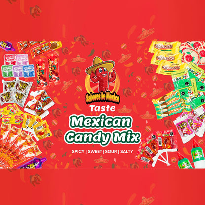 Mexican Candy Variety Pack (50 Count) Dulces Mexicanos, Mexican Snacks, with Vero Lollipops, Lucas Candy, Pulparindo Tamarindo, Mazapan, Spicy Dulce Mexico Assorted Mix, by Sabores de Mexico