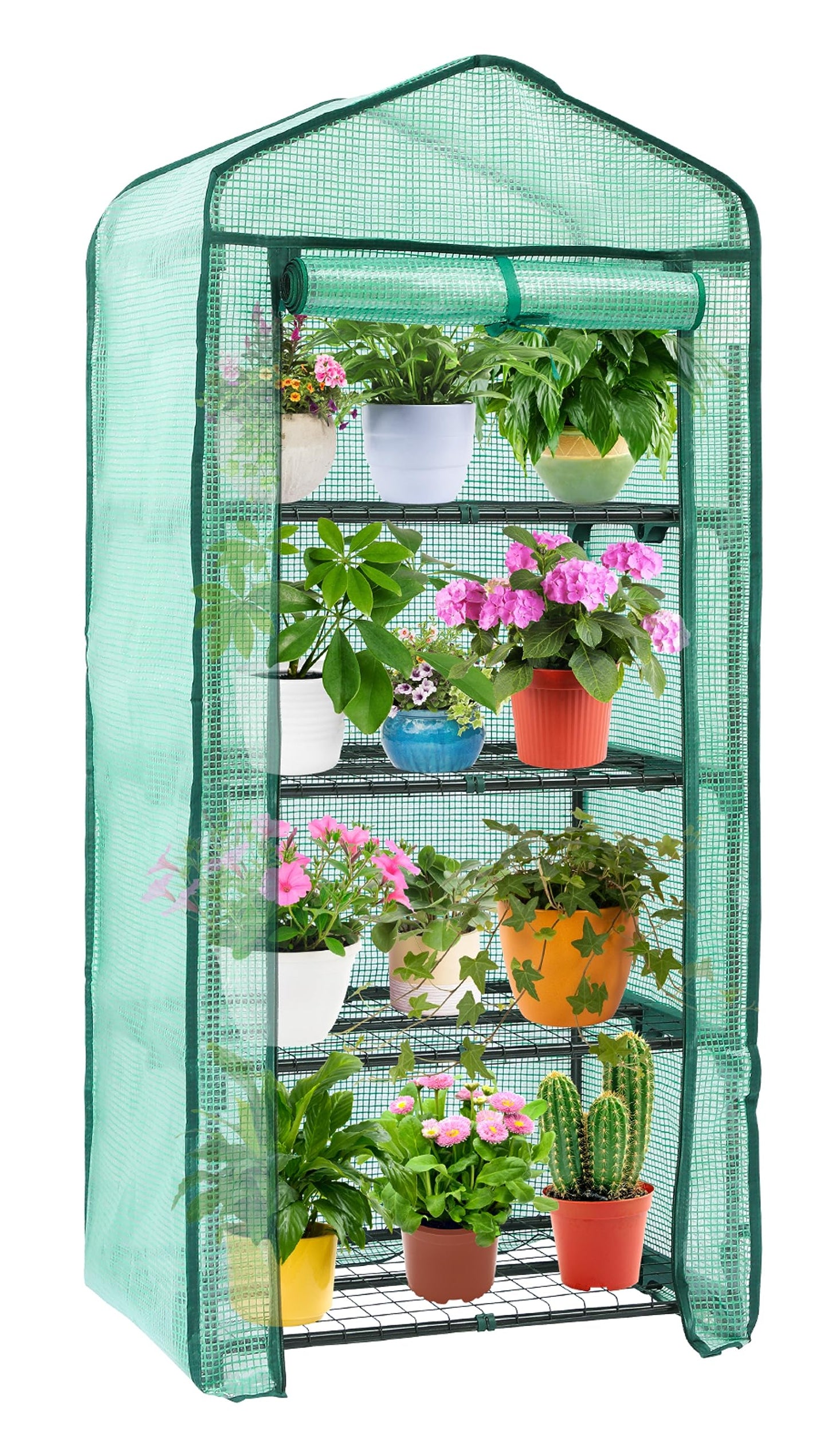 Ohuhu Mini Greenhouse for Indoor Outdoor, Small Plastic Plant Green House 4-Tier Rack Stand Portable Greenhouses with Durable PE Cover for Seedling, 2.5x1.6x5.2 FT, Ideal Gardening Gifts for Women Men