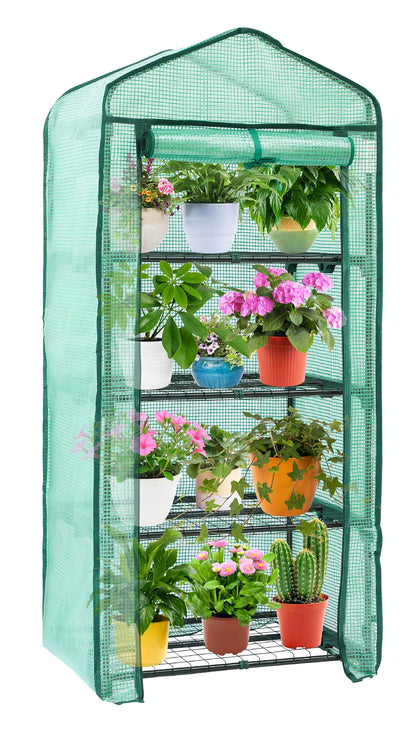 Ohuhu Mini Greenhouse for Indoor Outdoor, Small Plastic Plant Green House 4-Tier Rack Stand Portable Greenhouses with Durable PE Cover for Seedling, 2.5x1.6x5.2 FT, Ideal Gardening Gifts for Women Men