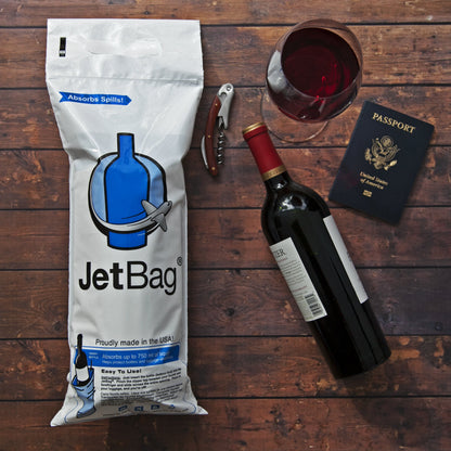 Jet Bag - Protective, Absorbent, Reusable Wine Bags for Travel (Set of 3) Made in the USA - Clear Back allows for Custom Insert