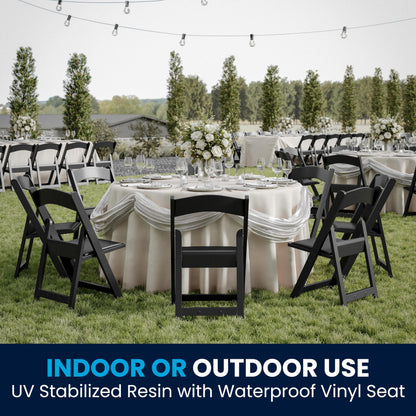 Flash Furniture Hercules Series Folding Chairs for Weddings and Formal Events, Stackable Commercial Event Seats with 1,000-lb. Static Weight Capacity, Set of 4, Black