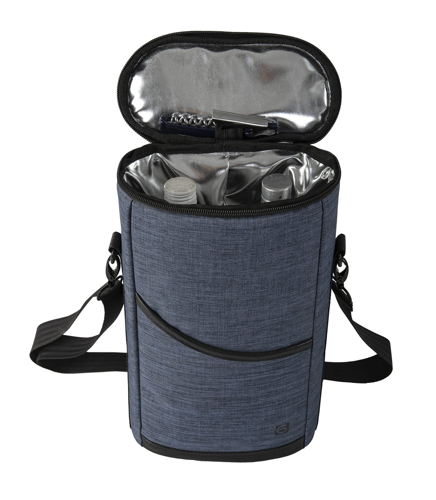 ALLCAMP 2 Bottle Wine Tote Carrier - Insulated Portable Padded Canvas Wine Bag for Travel, BYOB Restaurant, Wine Tasting, Party, Great Christmas Day Gift for Wine Lover，Blue