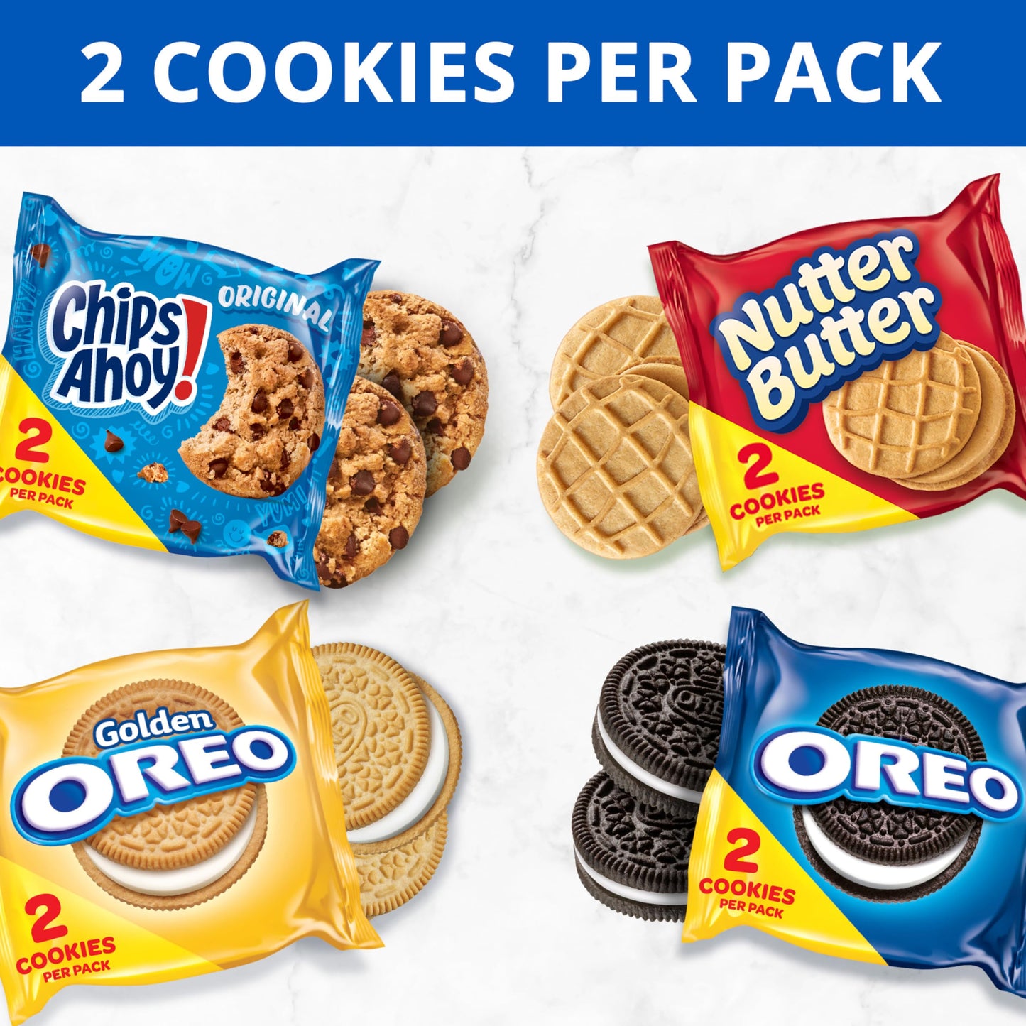 OREO Original, OREO Golden, CHIPS AHOY! & Nutter Butter Cookie Snacks Variety Pack, School Snacks, 56 Snack Packs (2 Cookies Per Pack)