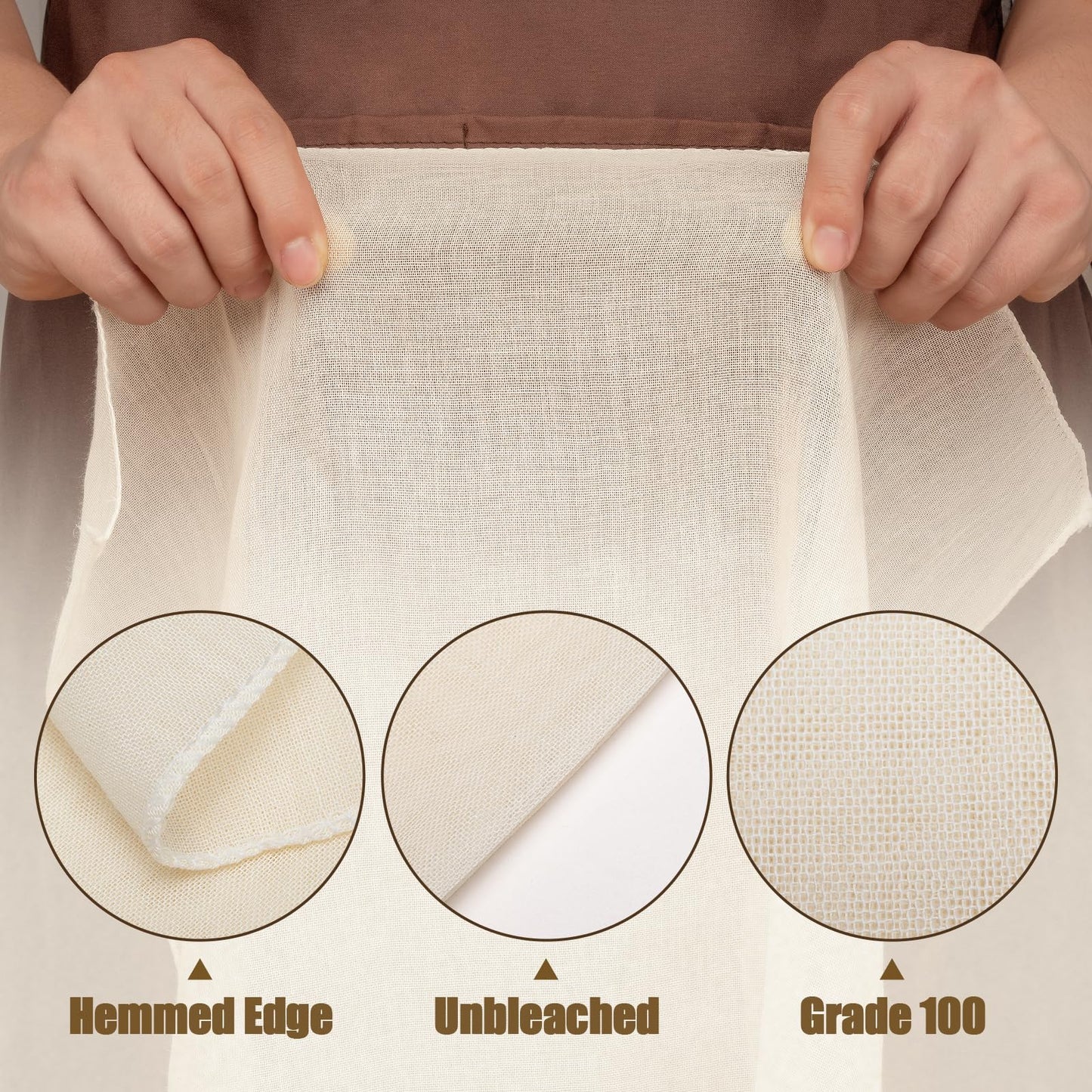 Amrules Cheese Cloths for Straining, 6PCS 20x20 Inch Grade 100 Cheese Cloth, Reusable Washable Unbleached Pure Cotton Cheesecloth for Cooking and Cheese Making with Hemmed Edge