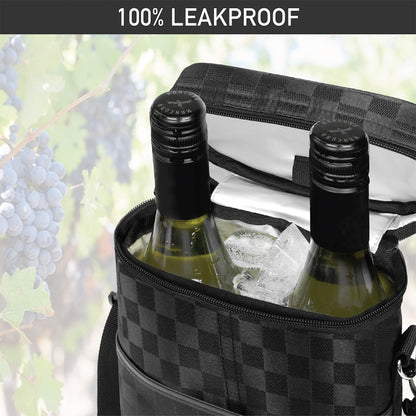opux 2 Bottle Wine Carrier Tote, Insulated Leakproof Wine Cooler Bag, Wine Travel Bag Tote for Picnic BYOB Beach, Portable Wine Bottle Carrying Case, Gift for Wine Lover Women Men Christmas