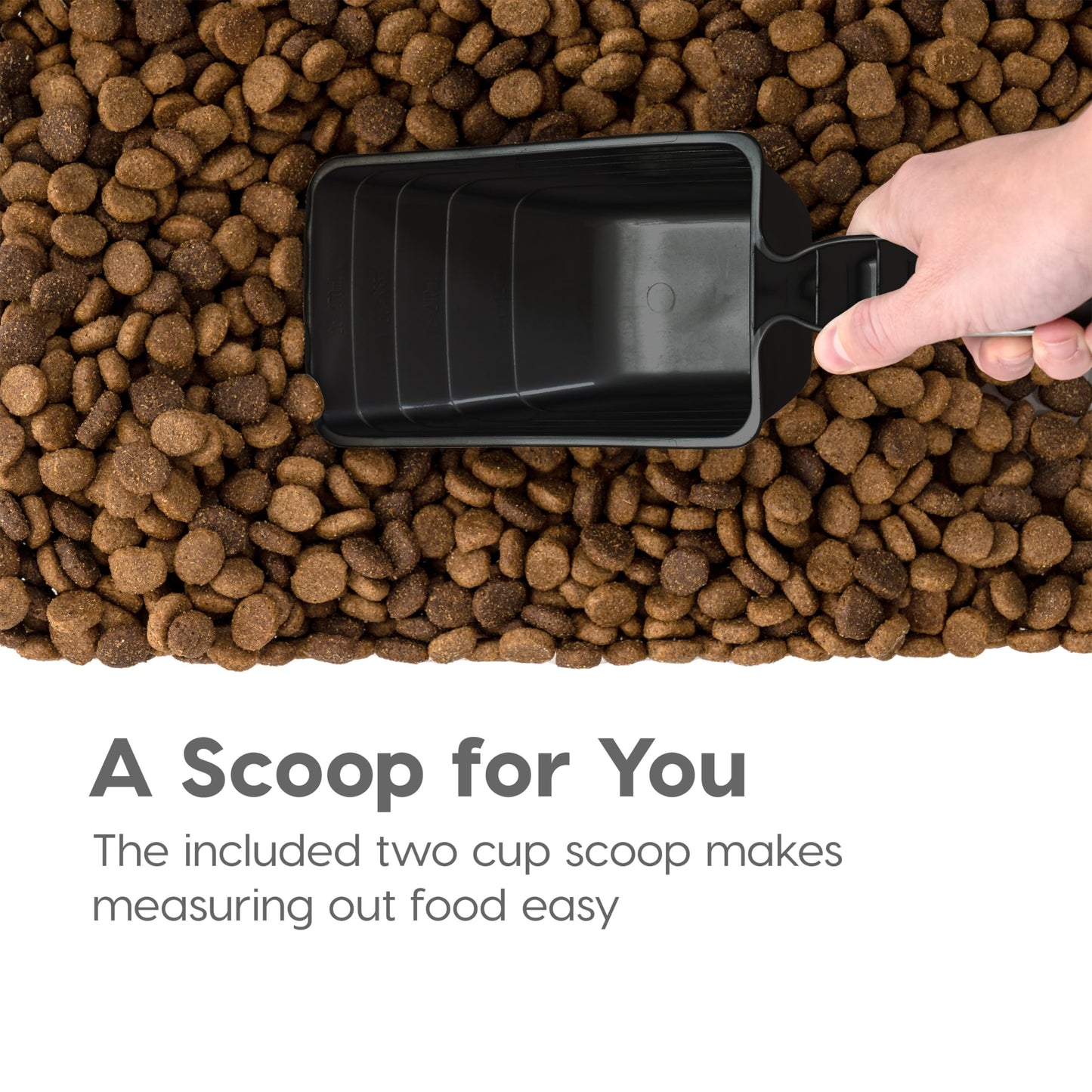 IRIS USA Dog Food Storage Container, 30 lbs & 11 lbs Combo, Cat Food Storage Container, Dog Treat Container, Airtight, Stackable, 2-Cup Scoop, Wheels, Easy Mobility, Black