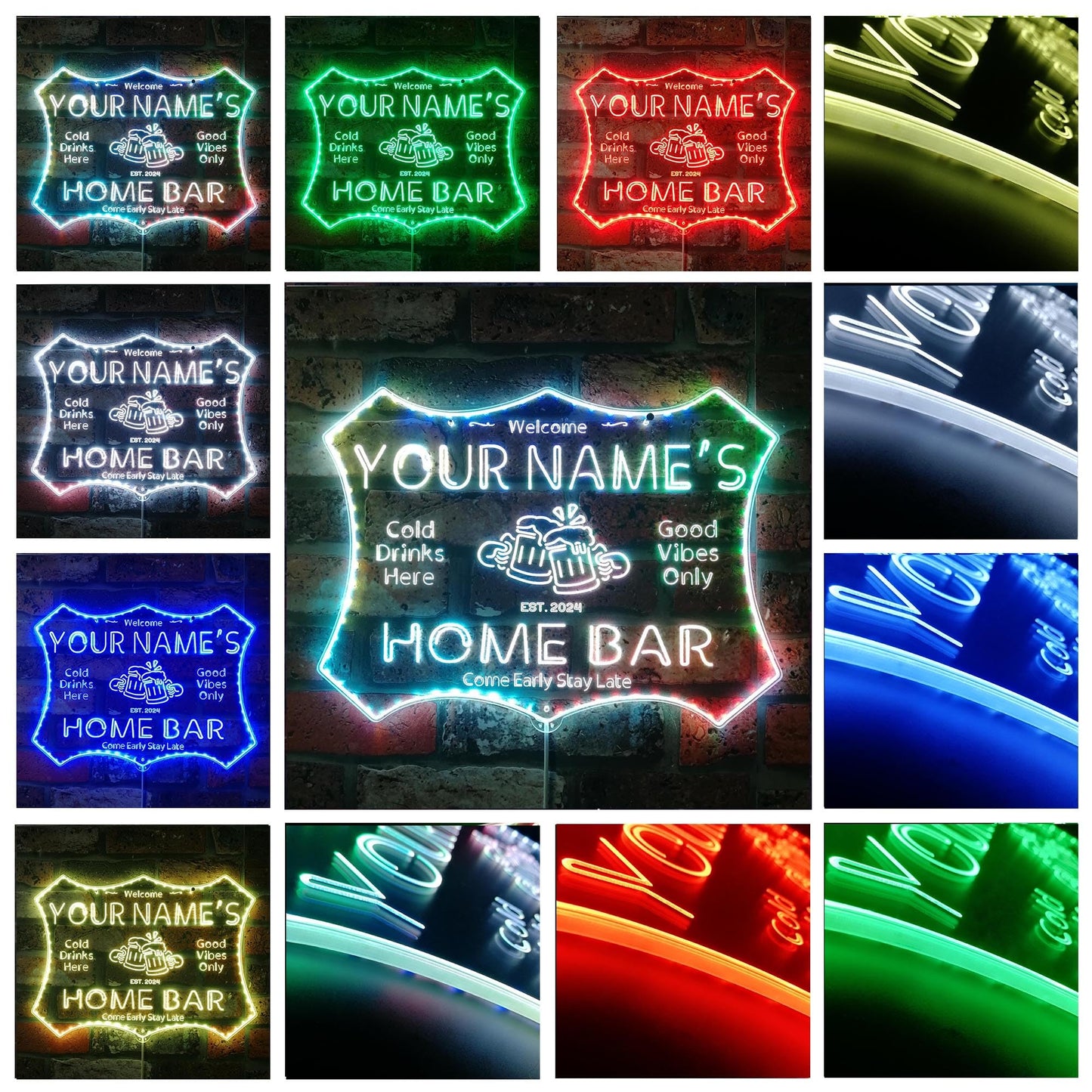 ADVPRO Personalized Your Name Home Bar RGB Dynamic Glam LED Sign - Cut-to-Edge Shape - Smart 3D Decoration - Multicolor Signage st06s86-fnd-p11d-tm-c