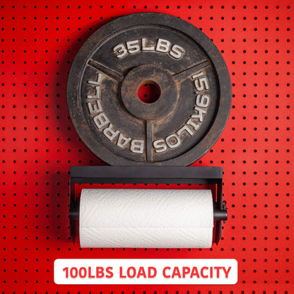 Pegboard Paper Towel Holder with Shelf, Peg Board Accessory Kit with Heavy Duty Peg Hooks, Black Pegboard Accessories Tool Holder Organizer