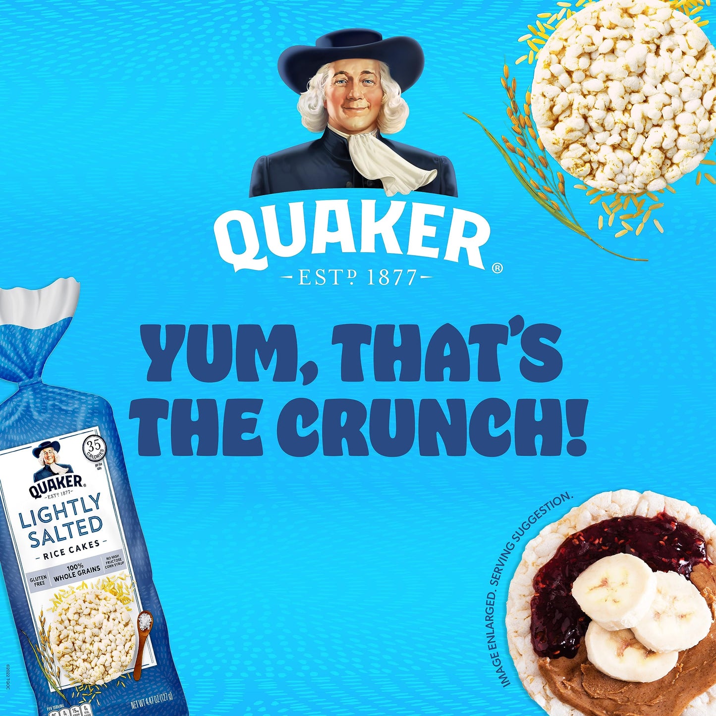 Quaker Large Rice Cakes, Lightly Salted, Pack of 6