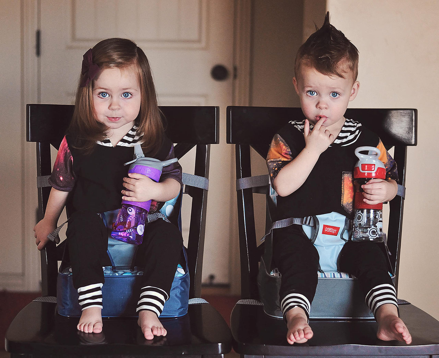 Nuby Easy Go Booster Seat - Travel Booster Seat for Babies and Toddlers - Holds Up to 35 Pounds - 9+ Months - Gray