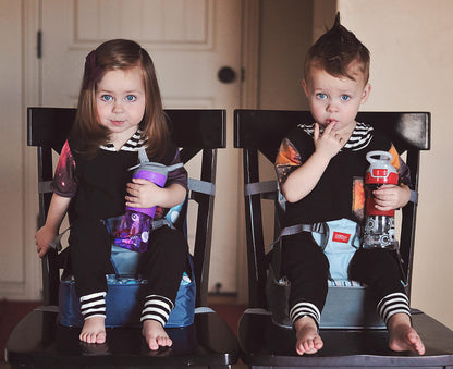 Nuby Easy Go Booster Seat - Travel Booster Seat for Babies and Toddlers - Holds Up to 35 Pounds - 9+ Months - Gray