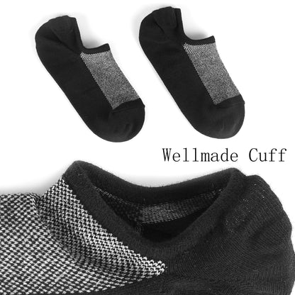 Mottee&Zconia No Show Low Cut Socks Mens Invisible Anti-Slip Black White Cotton Casual socks 8pack Plus Size11-13