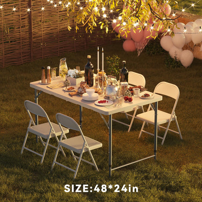 Nazhura 4 Foot Foldable/Folding Table Heavy Duty, Durable and Portable for Dining Picnic and Party