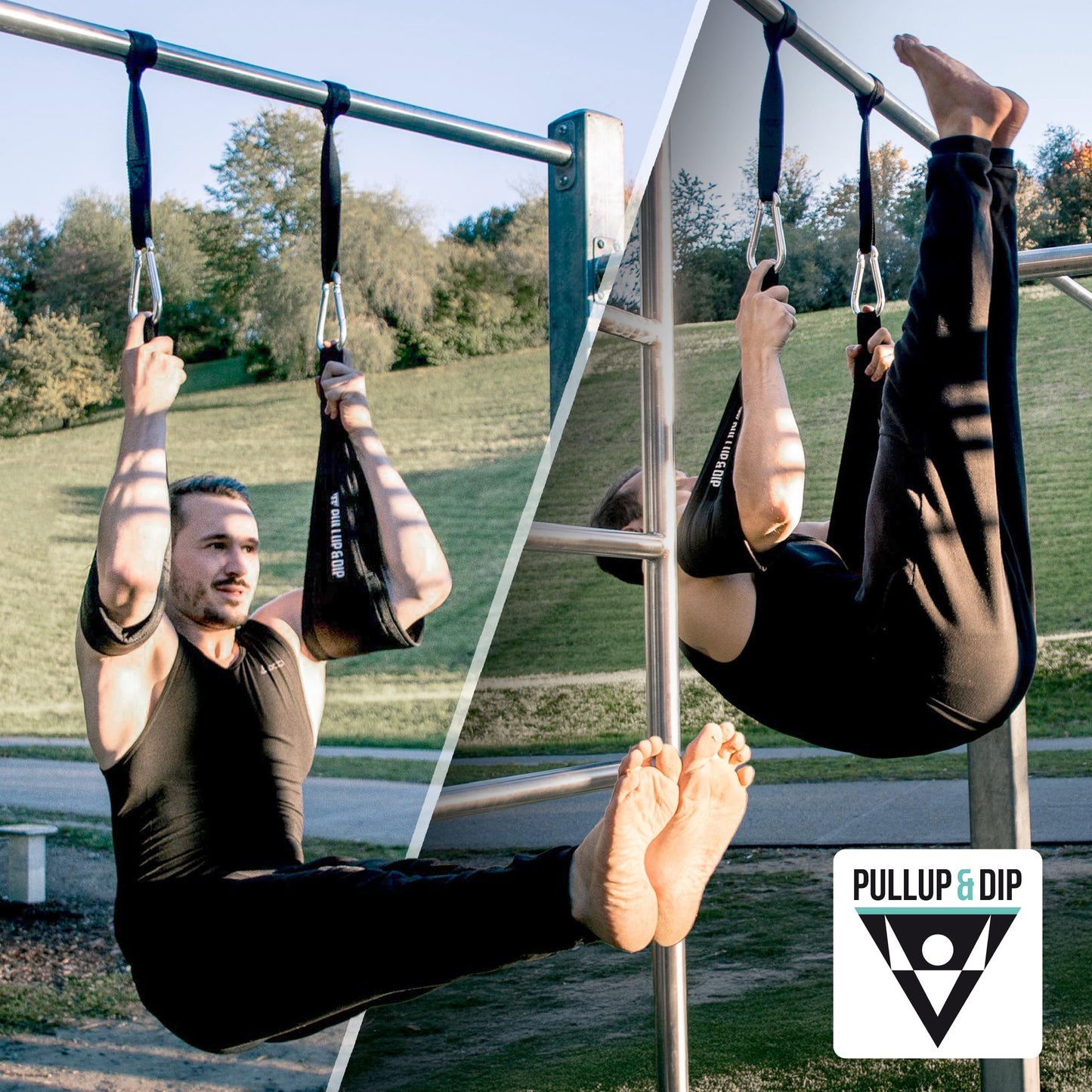 PULLUP & DIP Ab Straps, Premium Abdominal Slings for Abdominal Training, Padded Workout Straps for Crunches, Hanging, Leg Raise, Set of 2 Ab Slings for Pull-Up and Chin-Up Bar