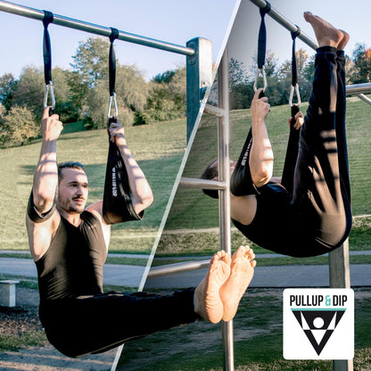 PULLUP & DIP Ab Straps, Premium Abdominal Slings for Abdominal Training, Padded Workout Straps for Crunches, Hanging, Leg Raise, Set of 2 Ab Slings for Pull-Up and Chin-Up Bar