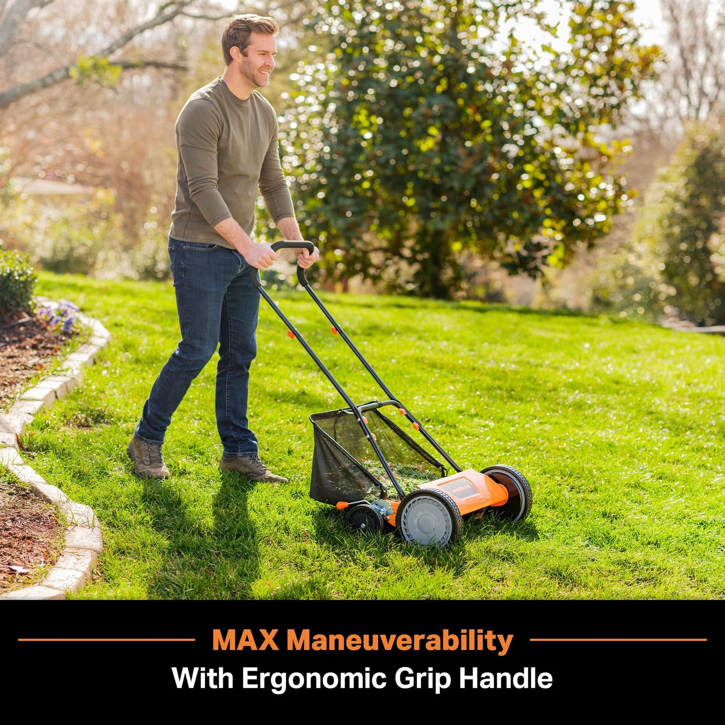 LawnMaster LMRM1801 Push Reel Lawn Mower 18-Inch 5-Blade