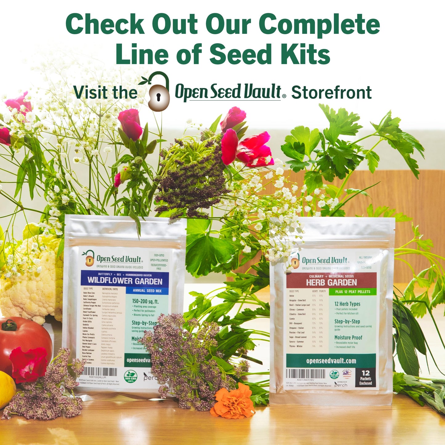 Open Seed Vault Variety Pack Bundle (44 Varieties) Herb Garden Seeds - Gardening Seed Starter Kit, Survival Gear Food, Gardening Gifts, Emergency Supplies - Premium, High Yield Produce