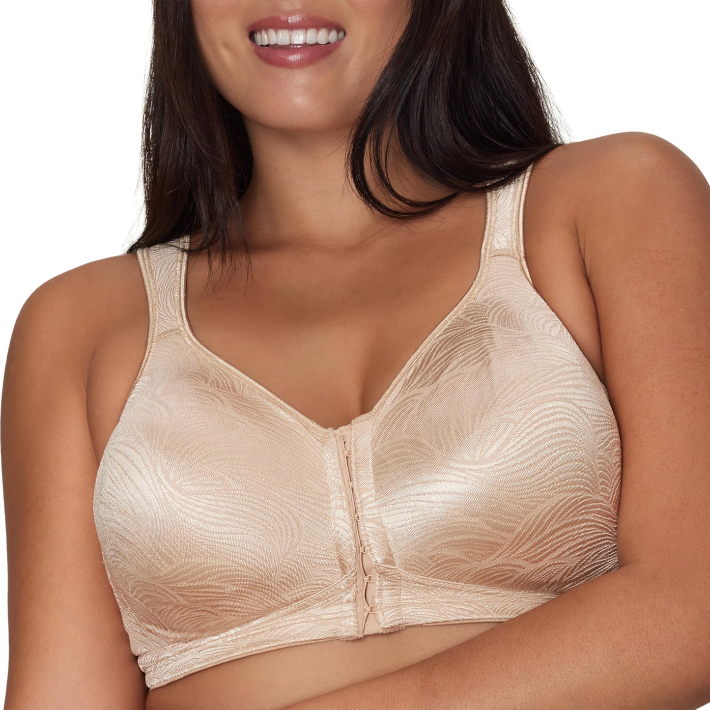 Playtex Women's 18 Hour Front Close Extra Back Support Wireless Bra USE52E with 2-Pack Option, Nude
