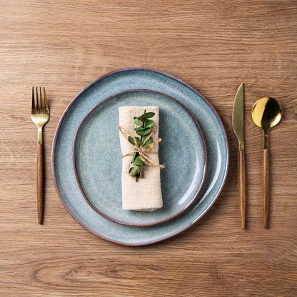 AmorArc Ceramic Dinnerware Sets,Handmade Reactive Glaze Stoneware Plates and Bowls Sets,Highly Chip and Crack Resistant | Dishwasher & Microwave Safe Dishes Set,Service for 4 (12pc)