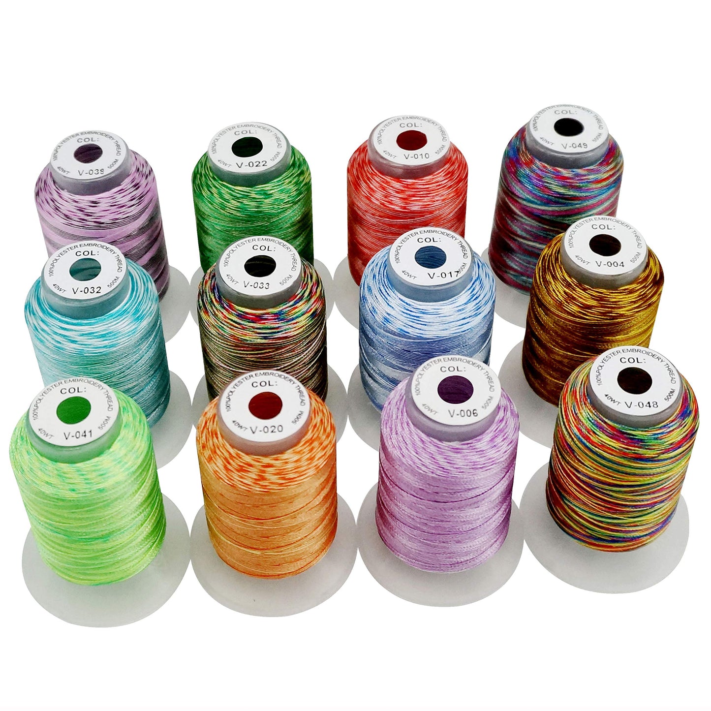New brothread 12 Colors Variegated Polyester Embroidery Machine Thread Kit 500M (550Y) Compatible with Brother Janome Babylock Singer Pfaff Bernina Husqvaran Embroidery/Sewing Machines-Assortment1