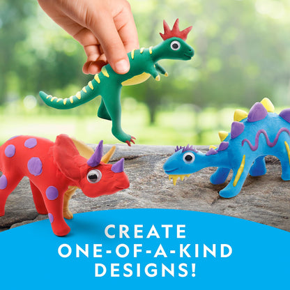 NATIONAL GEOGRAPHIC Clay Dinosaur Arts & Crafts Kit - Dinosaur Air Dry Clay for Kids with 5 Clay Colors, 5 Dino Skeletons & Googly Eyes, Dinosaur Activity for Girls and Boys Ages 4 5 6 7 8 9 & 10